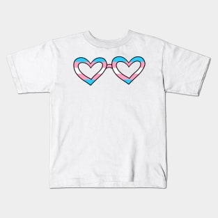 Transgender pride flag heart sunglasses Kids T-Shirt